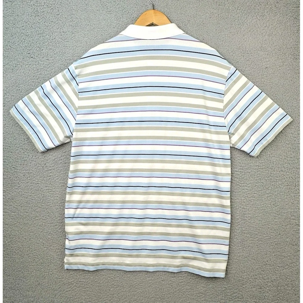 Nike Golf Polo Shirt Men Large Multicolor Stripe Dri Fit Lightweight Performance